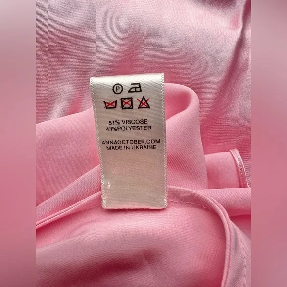 NWT Anna October Tulip Satin Maxi Dress In Pink Size XL - Picture 9 of 10